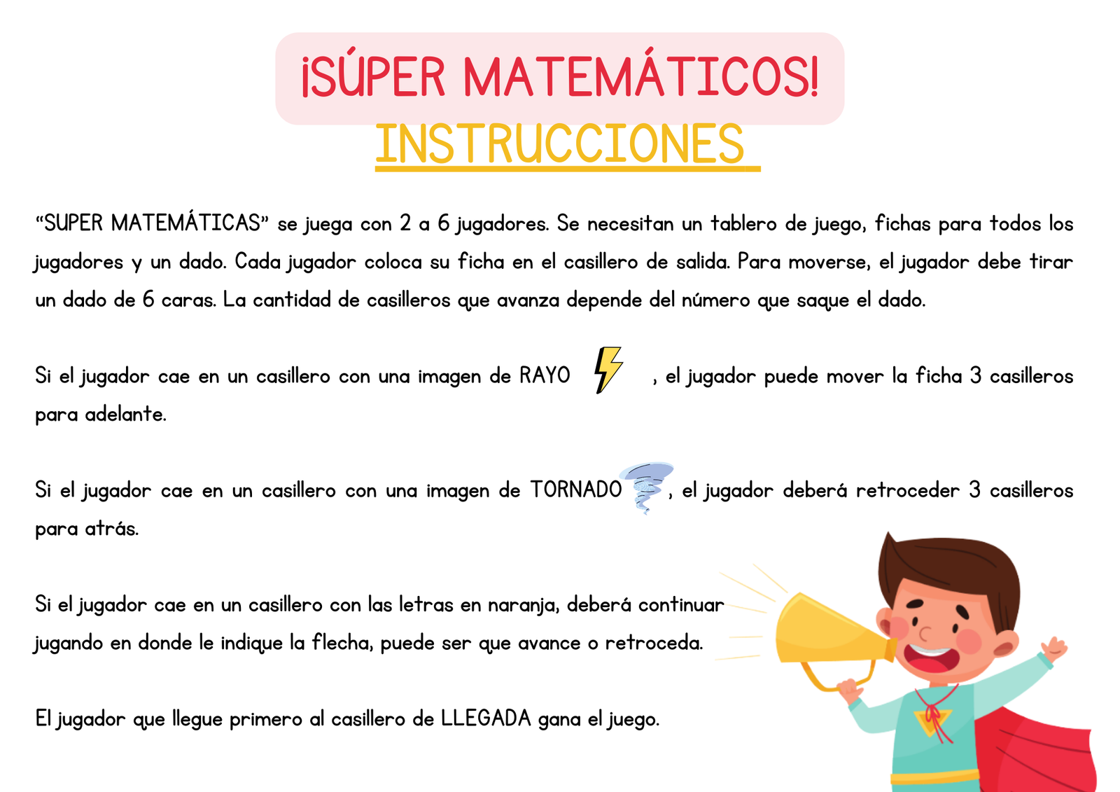 Tablero: Súper Matemáticos – vista 2