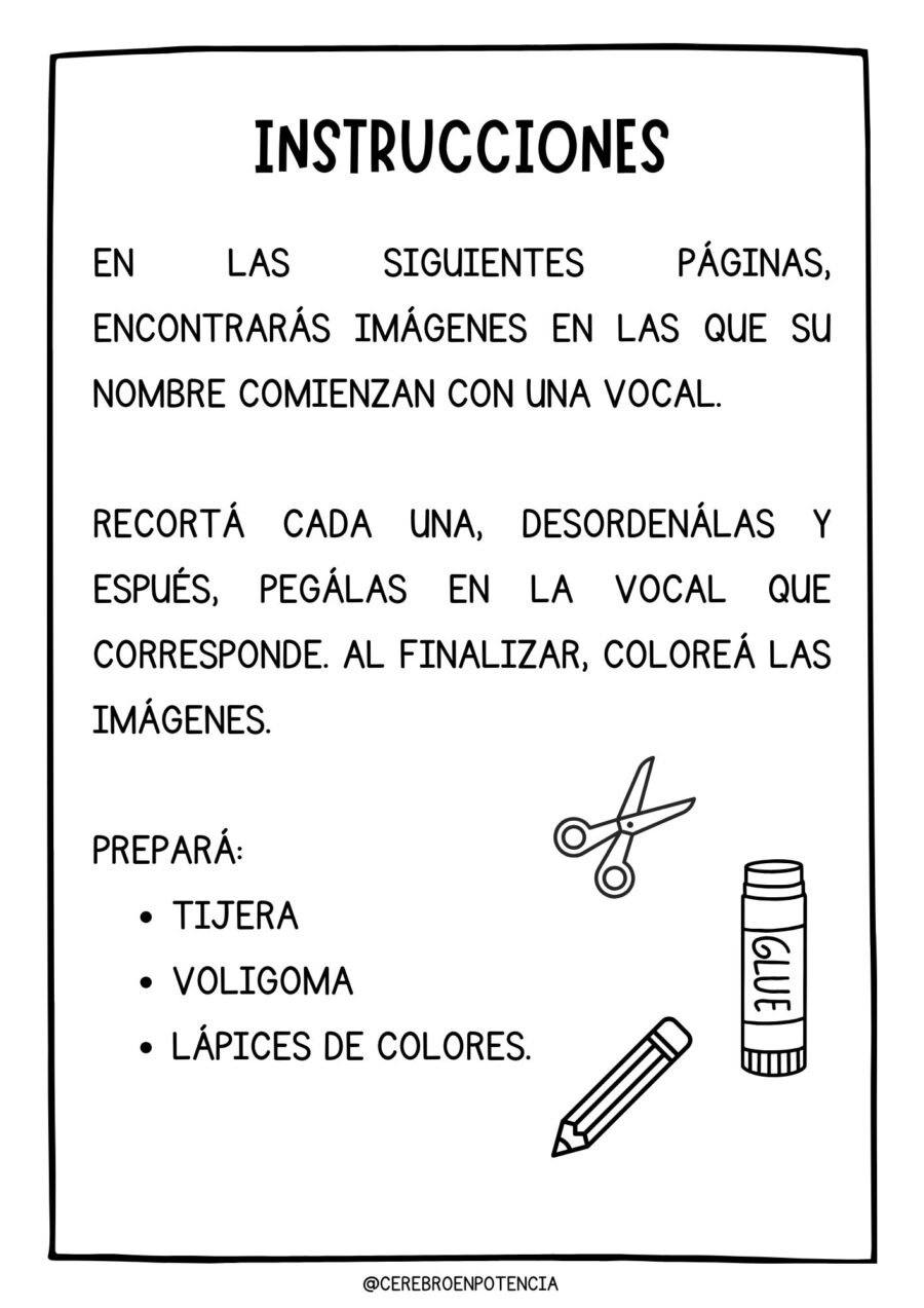 Cuadernillo: Conciencia de vocal inicial – vista 2